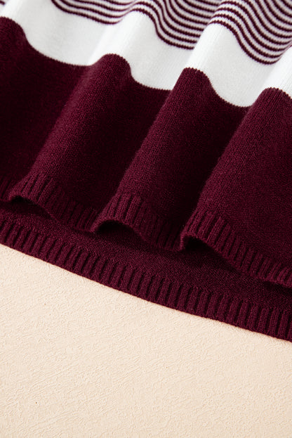 Stripe Colorblock Patchwork Dolman Sleeve Sweater