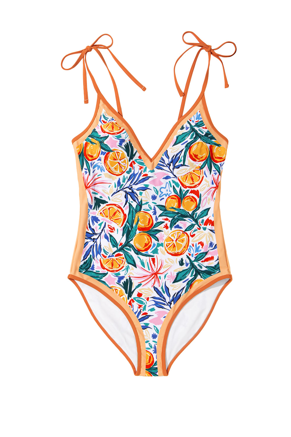 Tropical Tied Straps One-Piece Swimsuit