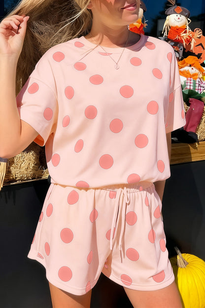 Polka Dot Tee & Drawstring Short Set