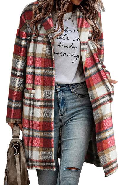 Plaid Pocketed Coat Jacket