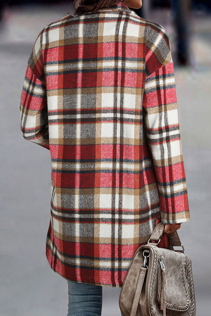 Plaid Pocketed Coat Jacket