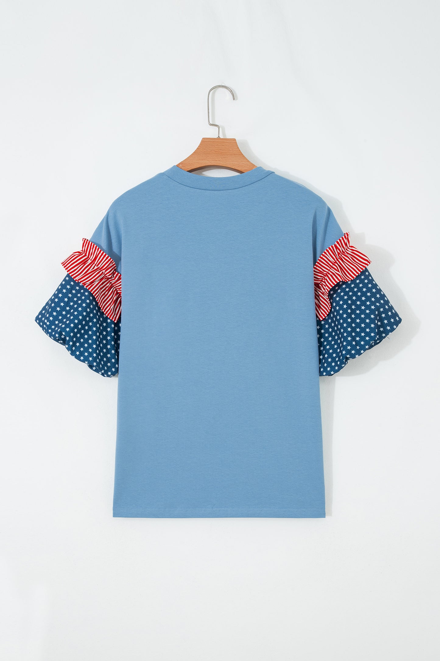 Stars & Stripe Patchwork Short Puff Sleeve Top