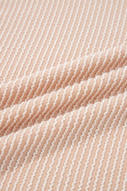 Solid Corded Knit Long Sleeve Top