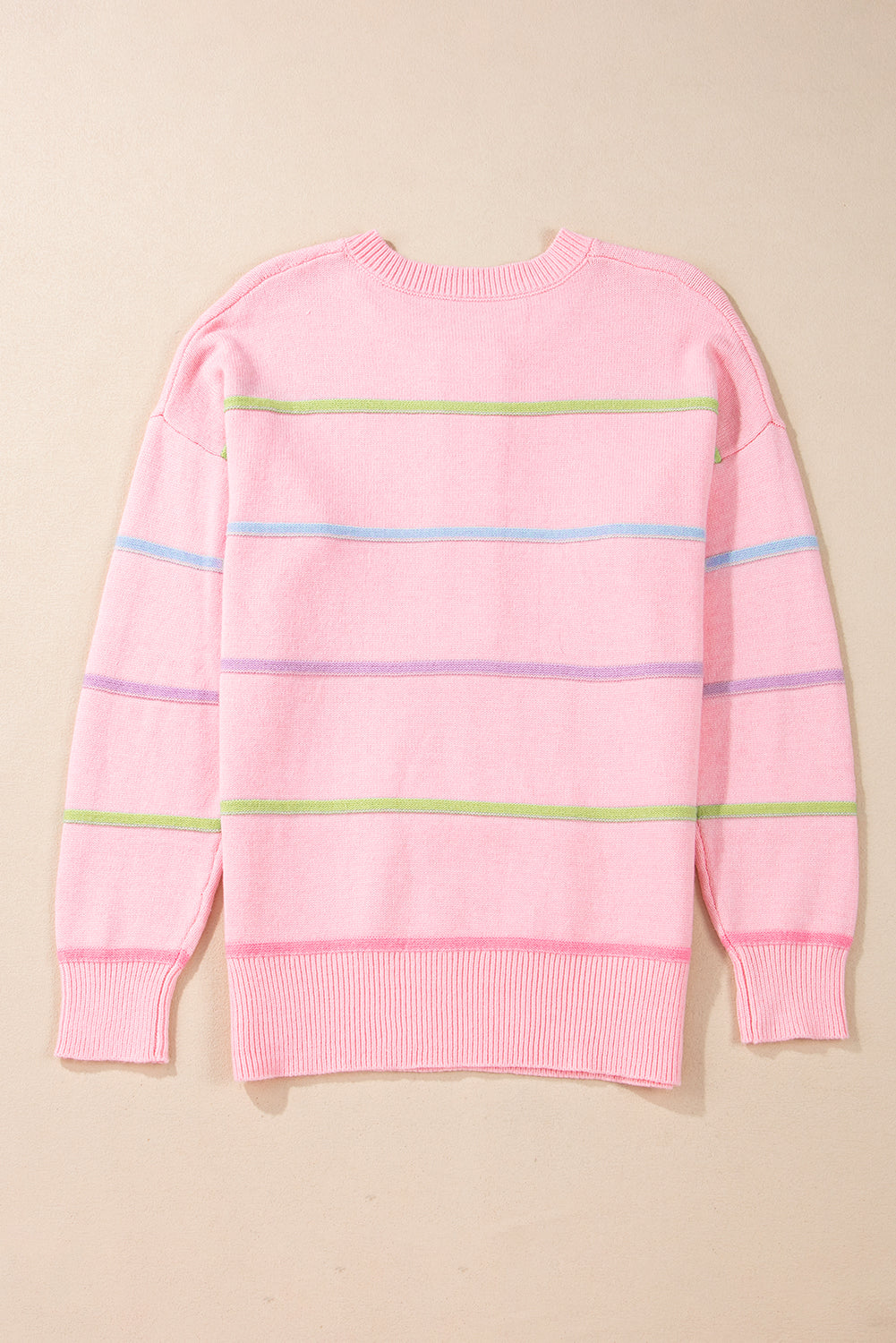 Stripe Drop Shoulder Henley Sweater