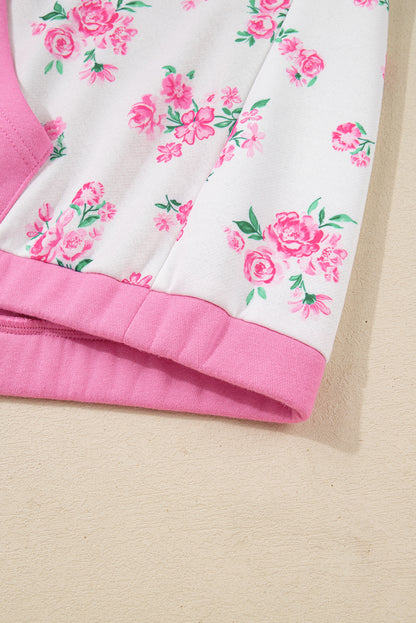 Plus Size Floral Patchwork Elastic Cuff Top