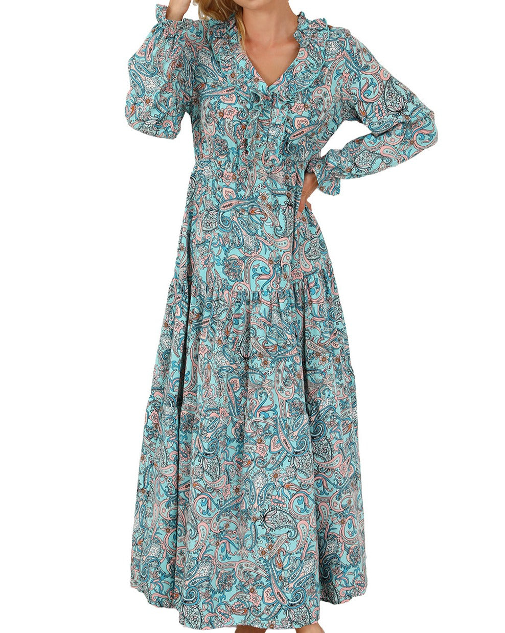 Paisley Boho Tiered Maxi Dress