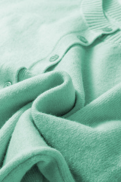 Solid 3/4 Sleeve Boxy Button-Down Cardigan