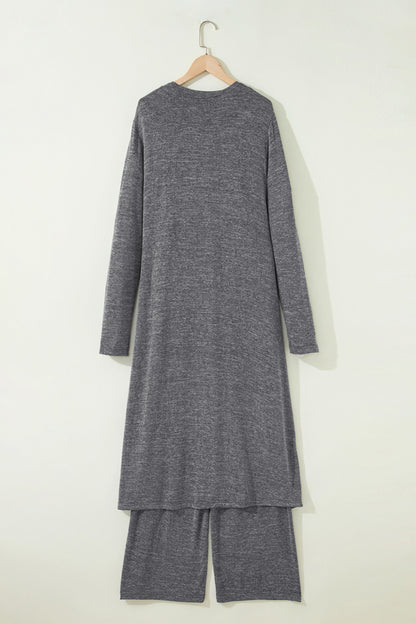 Duster Cardigan T-Shirt & Pants Lounge Set
