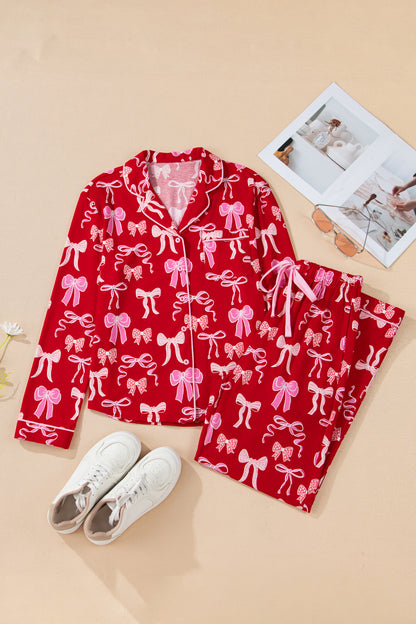 Bow Tie Shirt and Pants Pajama Set