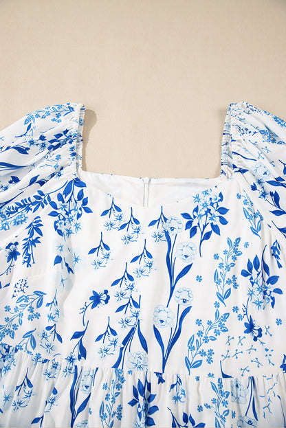 Plus Size Floral Sweetheart Neck Midi Dress