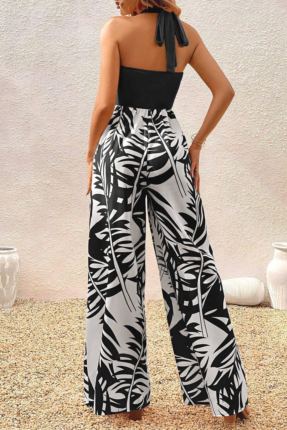 Floral Halter Wide Leg Jumpsuit