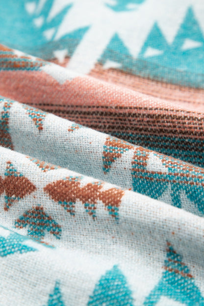 Western Aztec Quarter-Zip Elastic Cuffs Sweatshirt