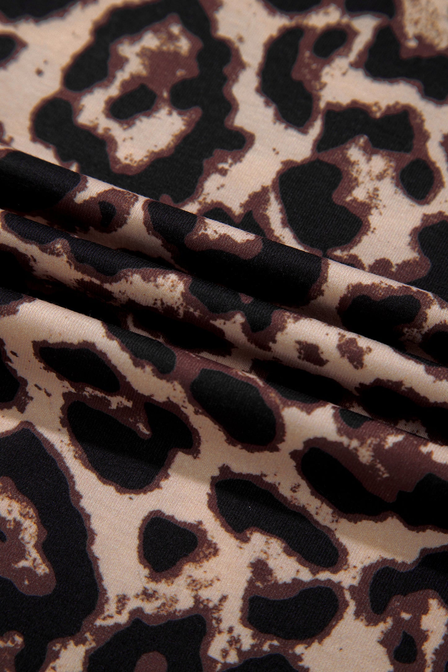 Western Leopard High Neck Long Sleeve Slim Top