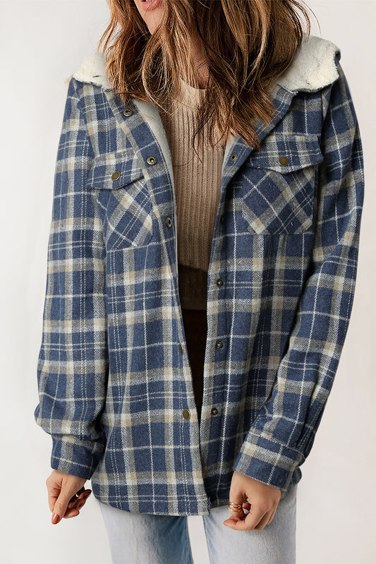 Plaid Sherpa Lined Hooded Shacket