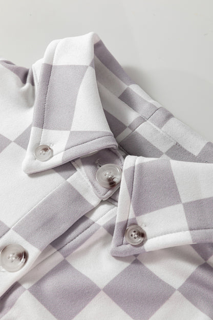 Checker Flap Pocket Button Front Shacket
