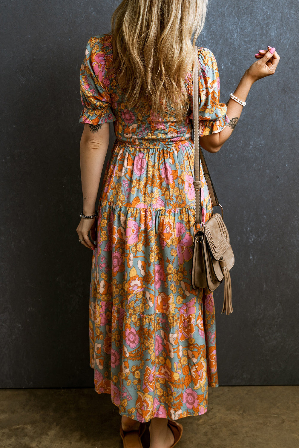 Floral Smocked Puff Sleeve Dress