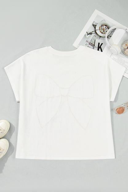 Plus Size Leopard Bow Embroidered Patch T-Shirt