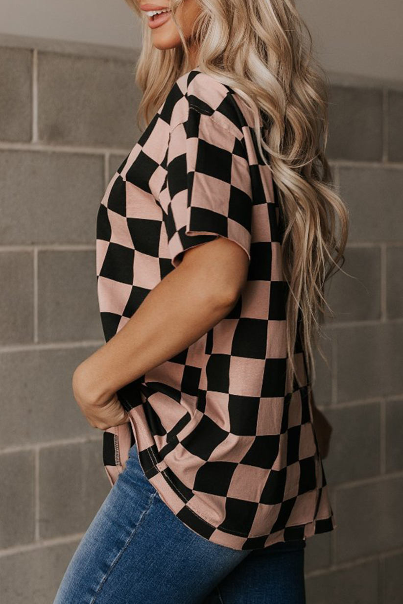 Checker Short Sleeve Boyfriend Tee