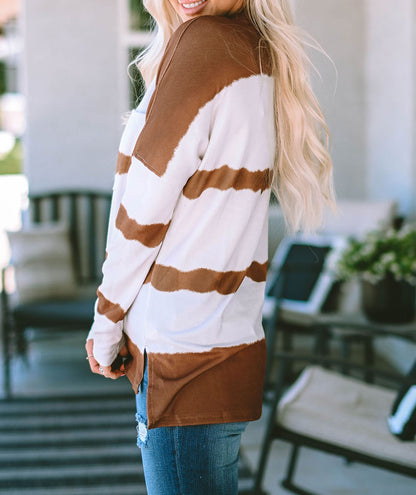 Tie-Dye Stripe Long Sleeve Top