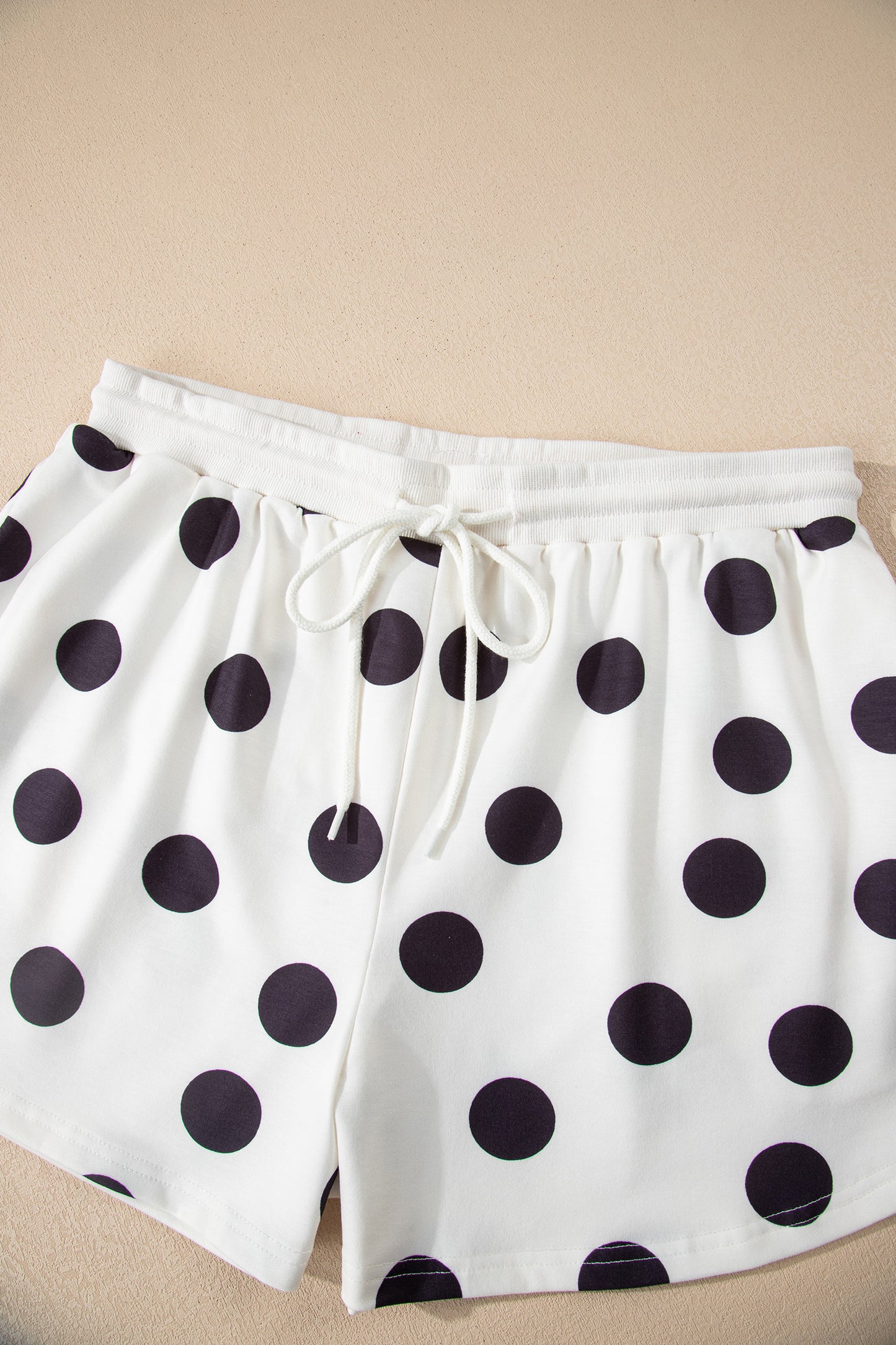 Polka Dot Pullover and Drawstring Shorts Set