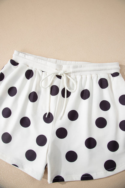Polka Dot Pullover and Drawstring Shorts Set