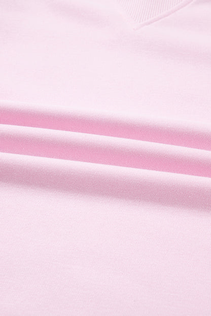 Plus Size Floral Patch Sleeve Ribbed Trim Sweatshirt