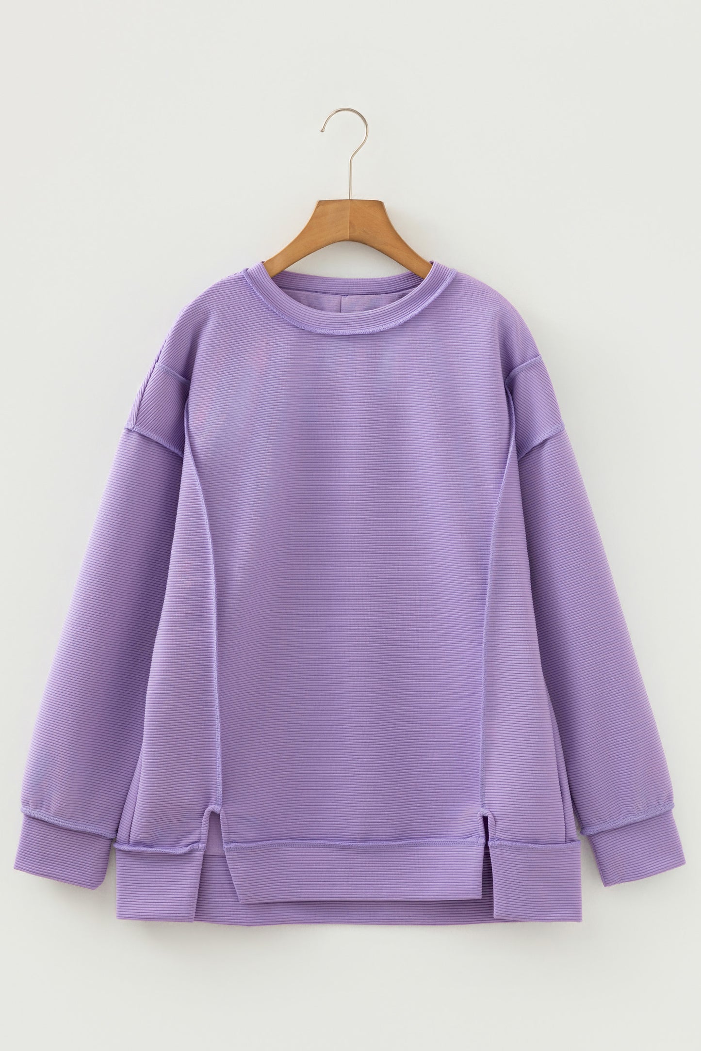Ribbed Exposed Seam Drop Shoulder Pullover