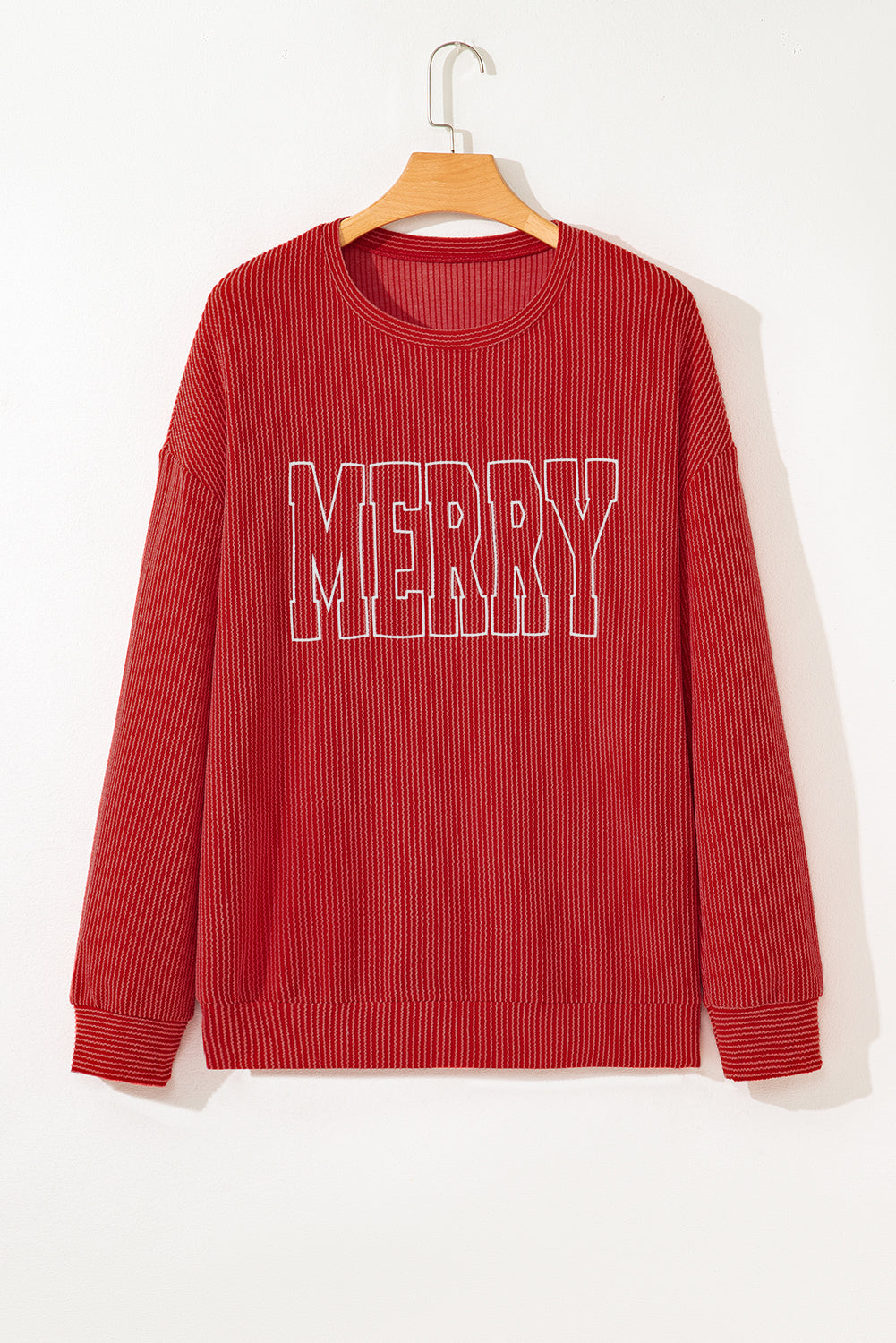 Plus Size Christmas MERRY Corded Knit Top