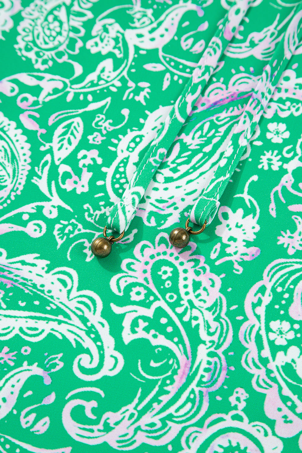 Paisley Button-Front Tied Waist Mini Dress