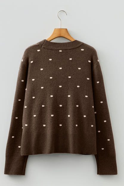 Dotted Ribbed Edge Crewneck Sweater