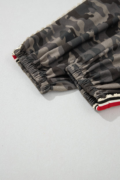 Camo Side Stripe Panel Drawstring Pants