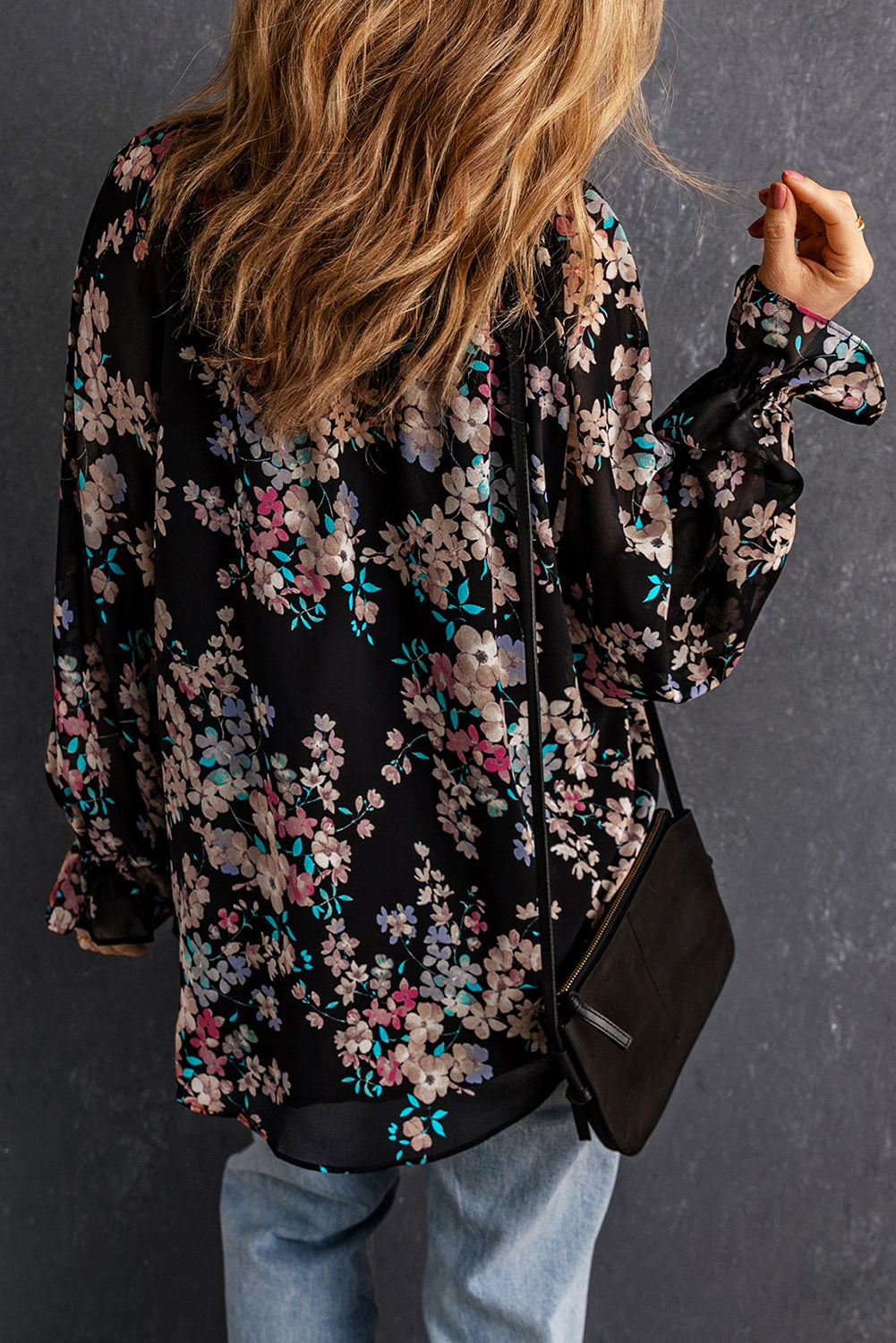 Floral Flounced Long Sleeve Blouse