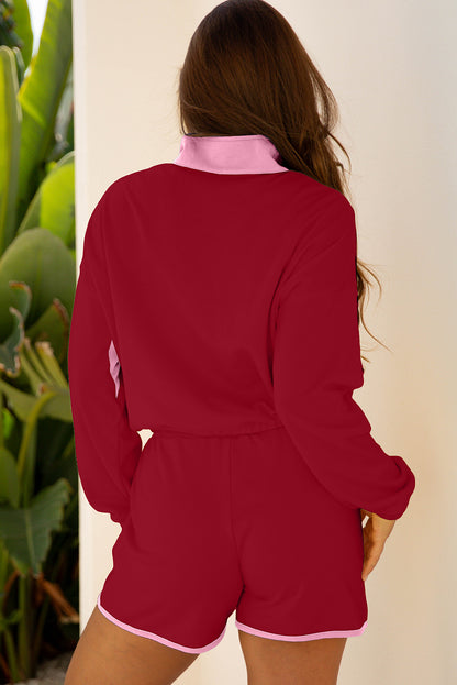 Colorblock Patchwork Pullover and Shorts Set