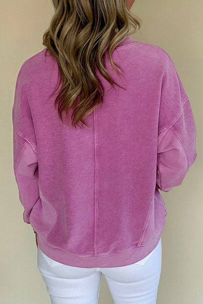 Solid Notched Neck Sweatshirt