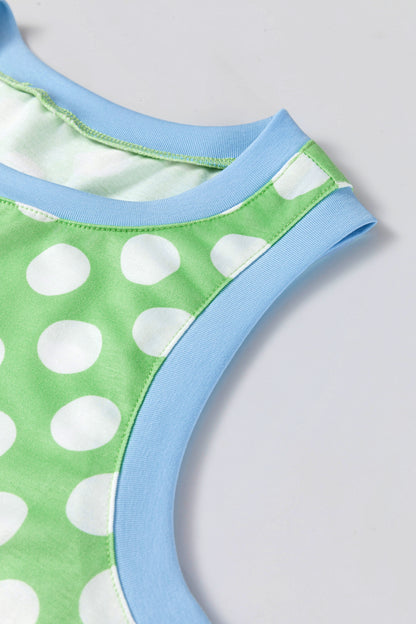 Polka Dot Contrast Trim Loose Tank Top