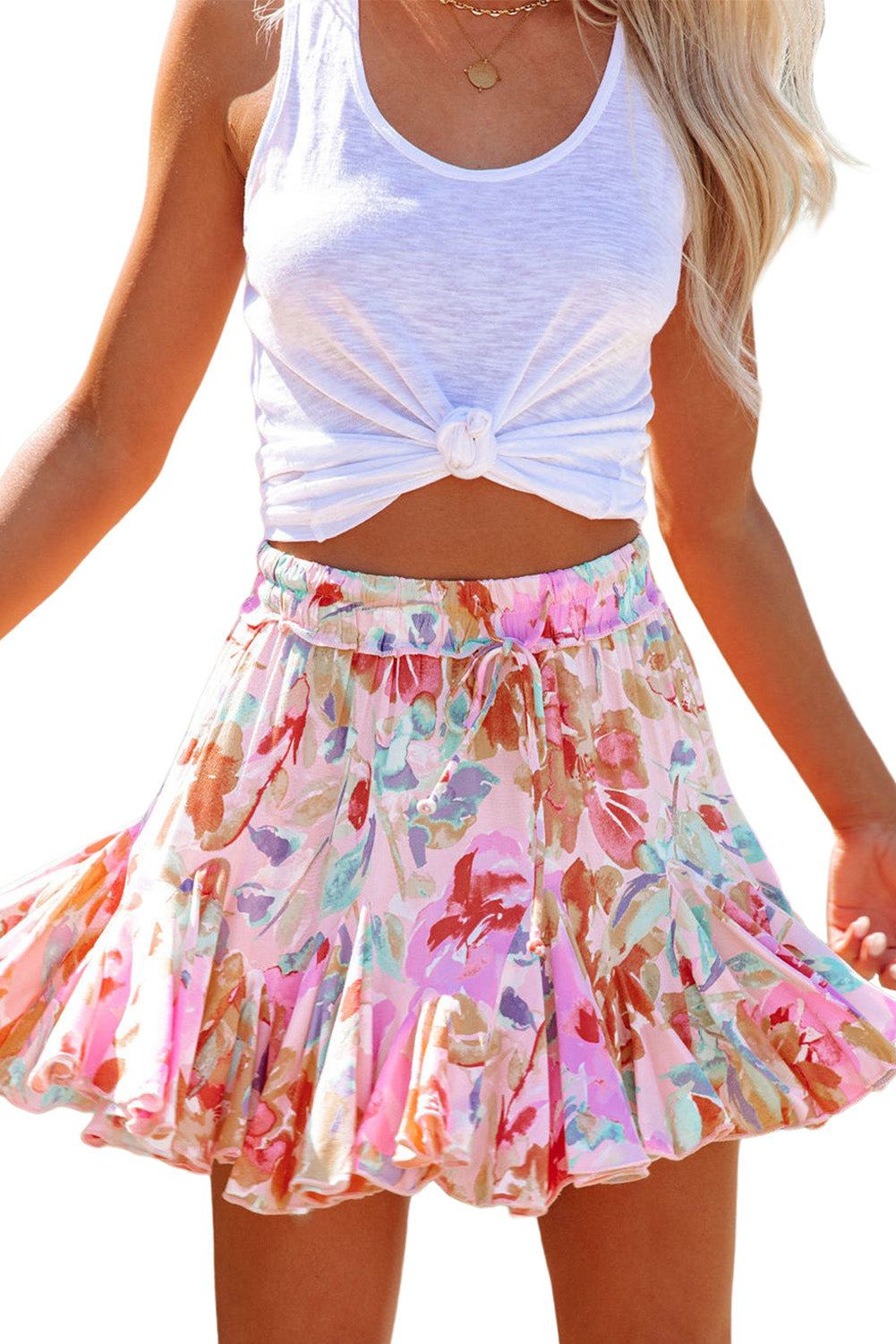 NEW! Artsy Floral Ruffled Mini Skirt