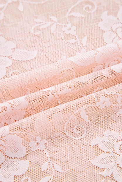 Floral Lace Sheer Mesh Long Sleeve Top