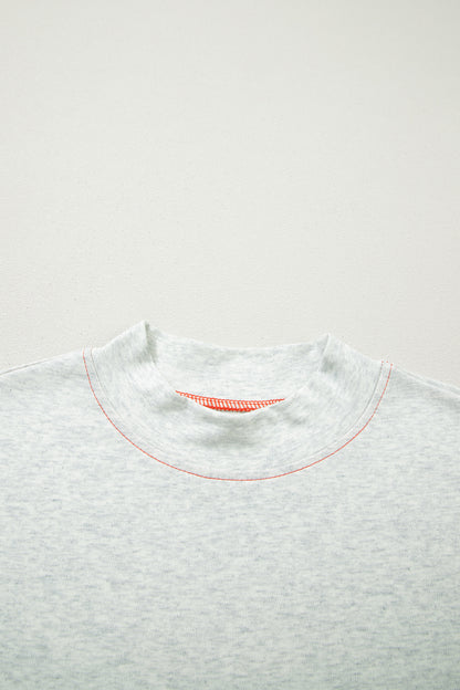 Reversible Contrast Stitching Mock Neck T-Shirt