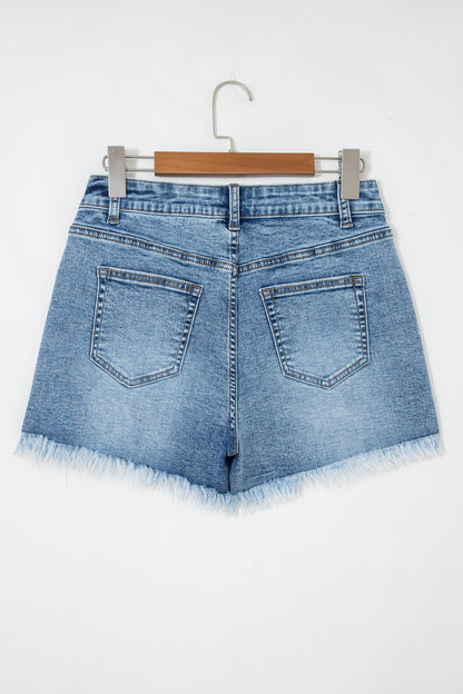 Western Embroidered Studded Denim Shorts