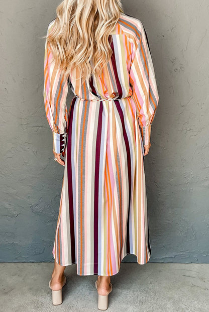 Stripe Tassel Tie Maxi Dress