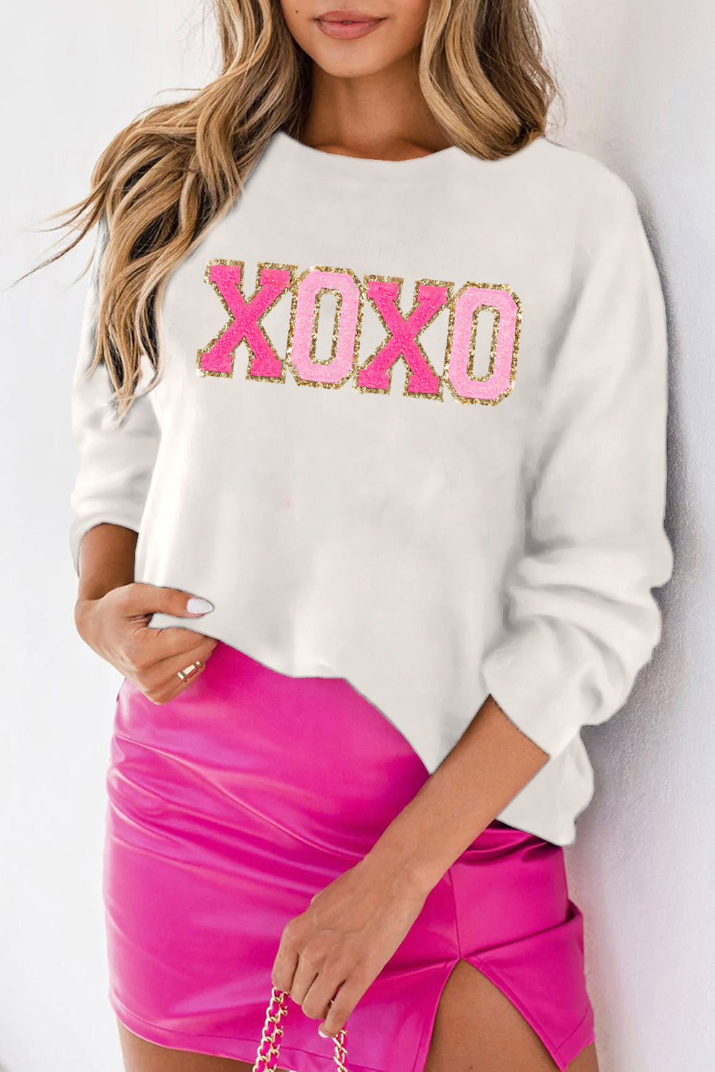 XOXO Heart Round Neck Sweater