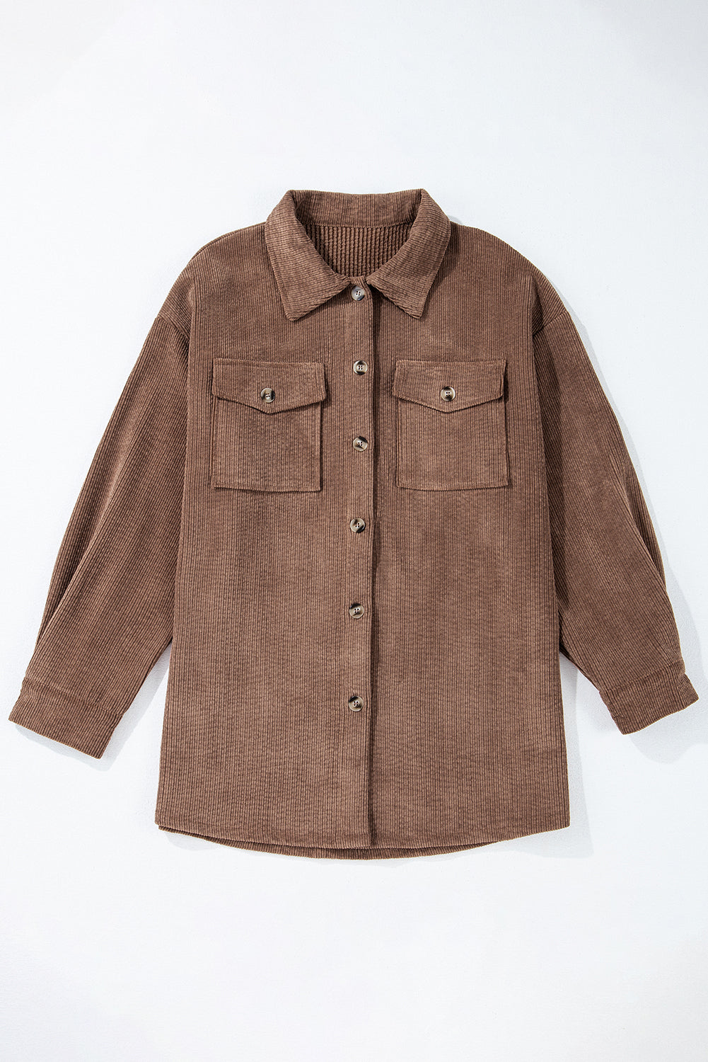 Corduroy Flap Pocket Buttoned Shacket