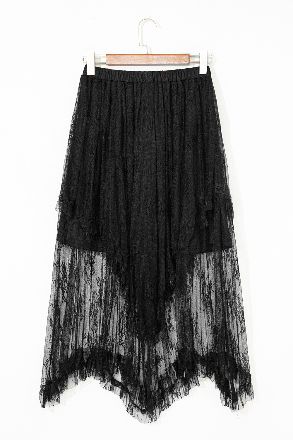 Lace Cascading Tiered High Waist Maxi Skirt