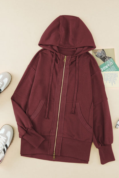 Reverse Seam Zip Up Hoodie