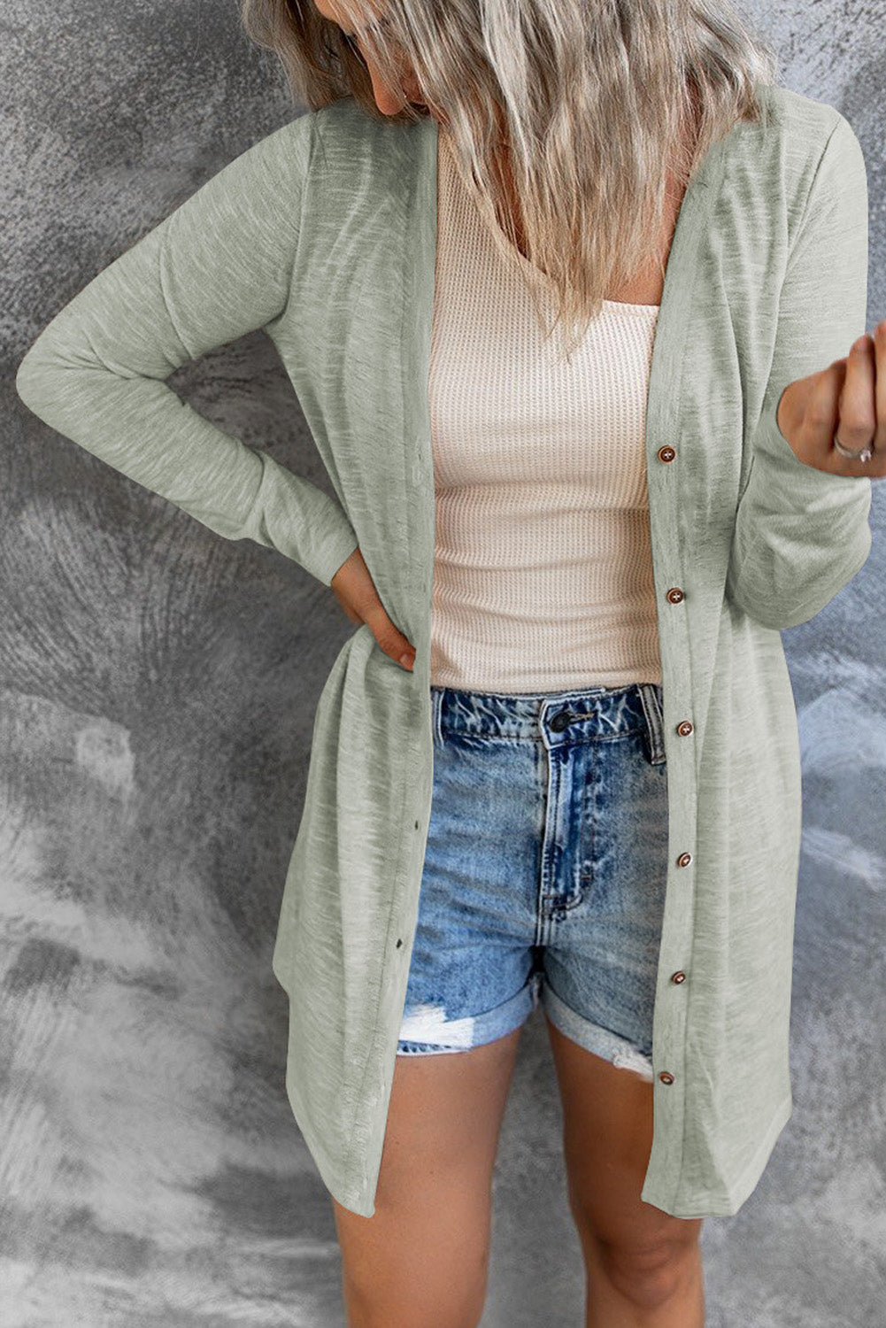 Button Front V-Neck Cardigan