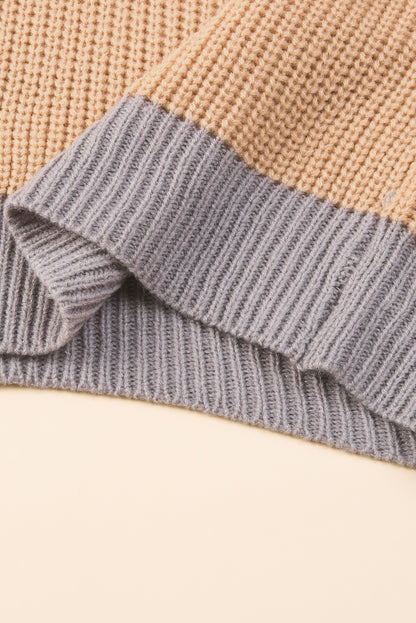 Colorblock Patchwork Round Neck Sweater