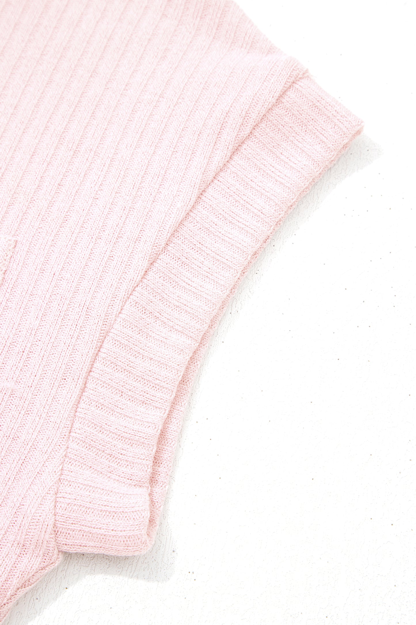 Solid Ribbed Knit Collared V-Neck Tee