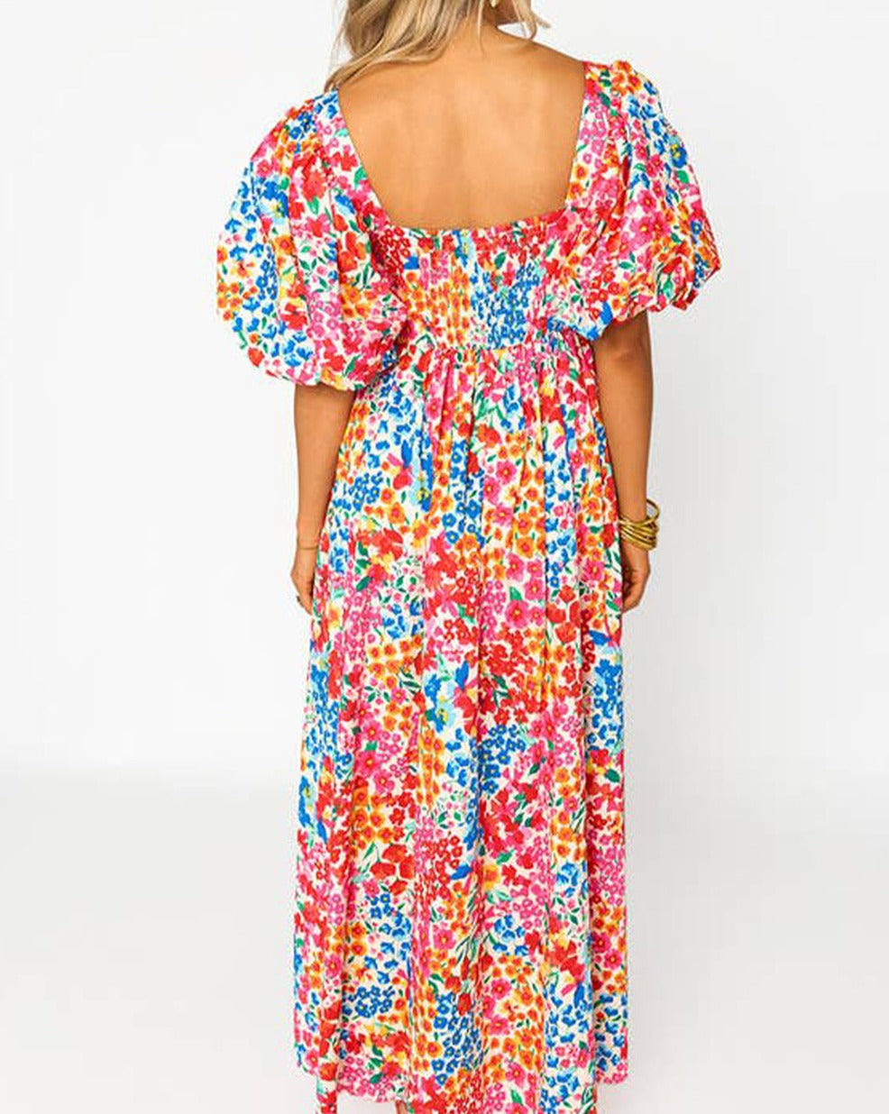 Floral Puff Sleeve Maxi Dress