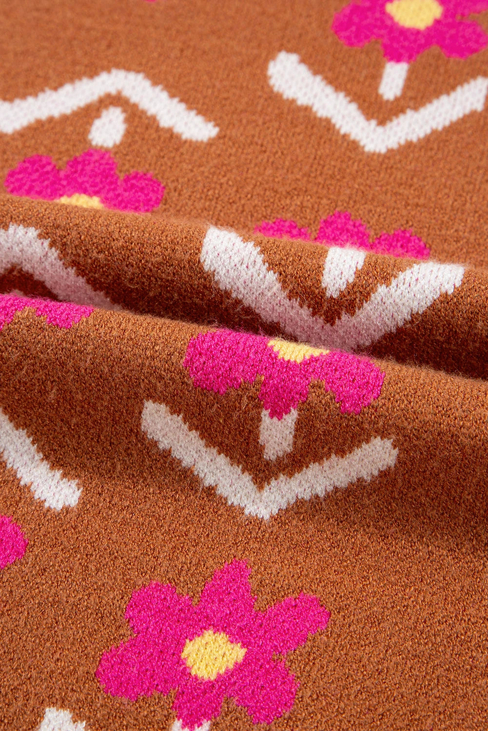 Floral Short Puff Sleeve Sweater