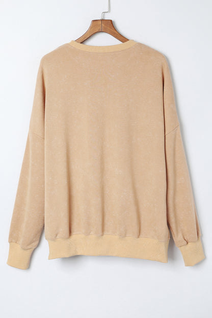 Solid Ribbed Trim Drop Shoulder Oversize Sweatshirt